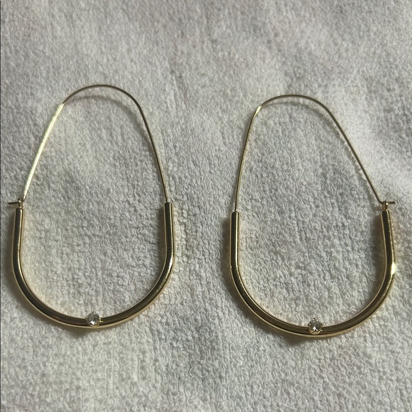 Anthropologie Jewelry - Anthropologie U shaped hoops with crystal accents